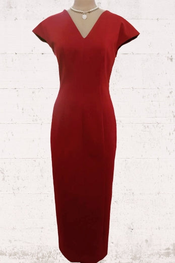 V-Neck Long Mermaid Red Mother of the Bride Dress