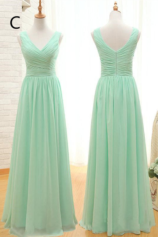 Mismatched A-line Long Mint Green Bridesmaid Dresses