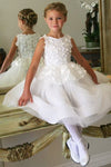 Princess Long White Flower Girl Dress with Appliques