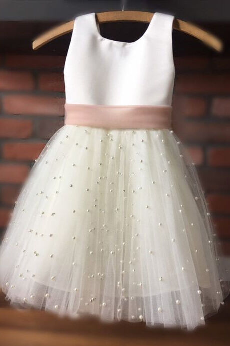 Cute Toddler White and Ivory Flower Girl Dress with Bowknot FancyVestido Cute Toddler White and Ivory Flower Girl Dress with Bowknot FancyVestido
