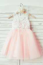 Cute Toddler Pink Flower Girl Dress with Lace Top