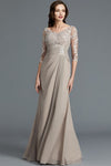 3/4 Sleeves Beige Mother of the Bride Dress with Appliques
