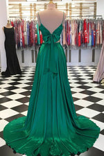 Two Piece A-Line Green Prom Dress with Bowknot Back