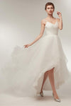 Spaghetti Strap High Low A-line Ivory Wedding Dress with Lace-Up