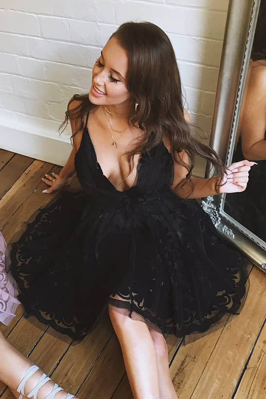 Cute Straps Pink Lace Homecoming Dress FancyVestido Cute Straps Pink Lace Homecoming Dress FancyVestido