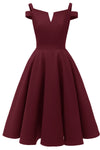 Cold Sleeves Navy Blue Short Party Dress