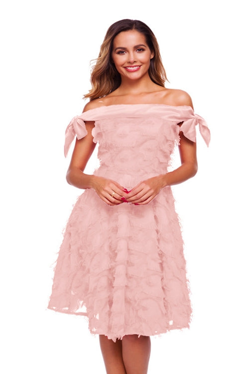 Elegant Off the Shoulder Red Short Party Dress with Tassel