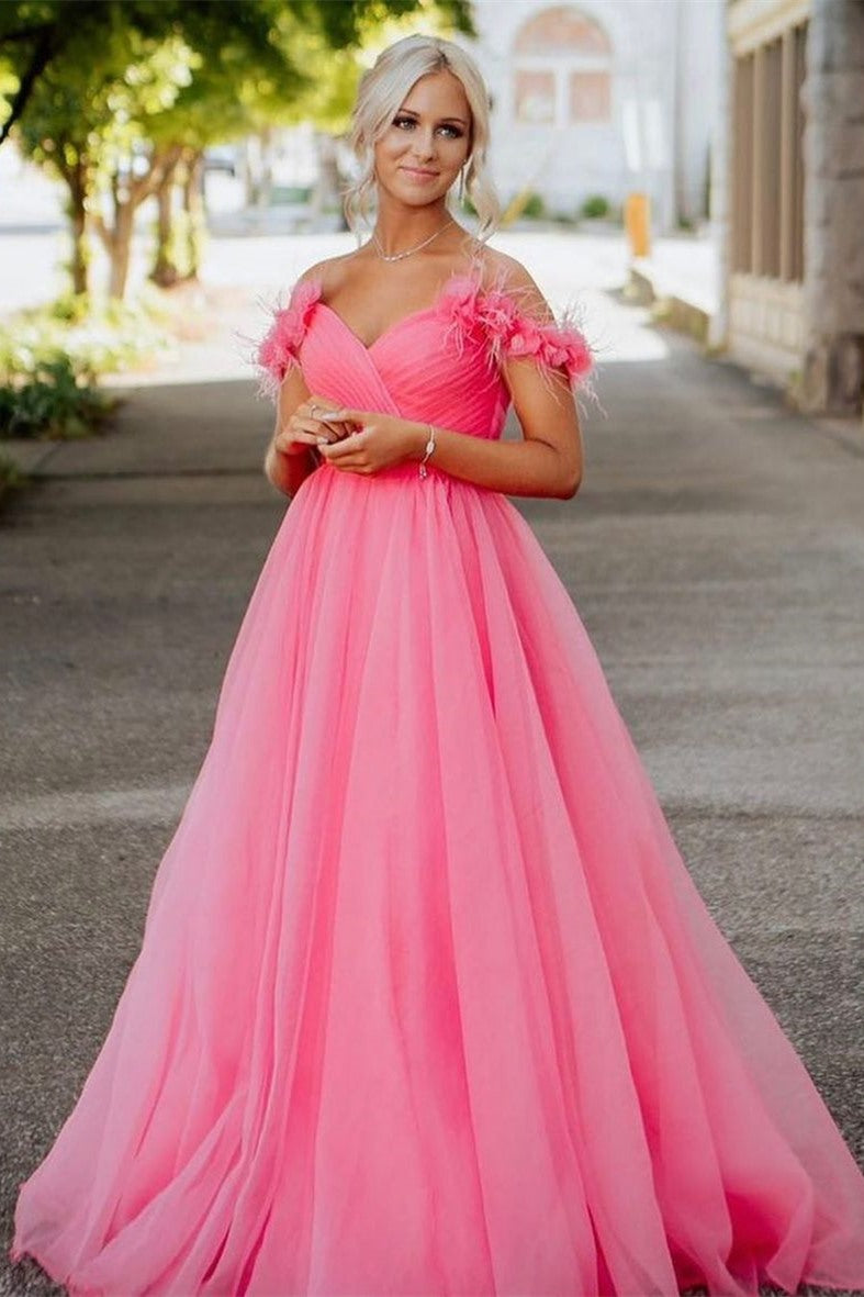 Pink Off Long Off Shoulder Prom Dress Ella Light Pink Off Shoulder