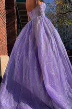 A-Line Lavender Straps Long Formal Dress