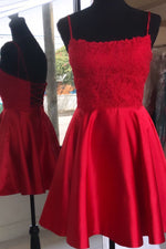 Lace-Up Little Red Homecoming Dress
