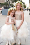 Cute Ball Gown Gold and Ivory Flower Girl Dress