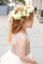 Cute Ball Gown Gold and Ivory Flower Girl Dress