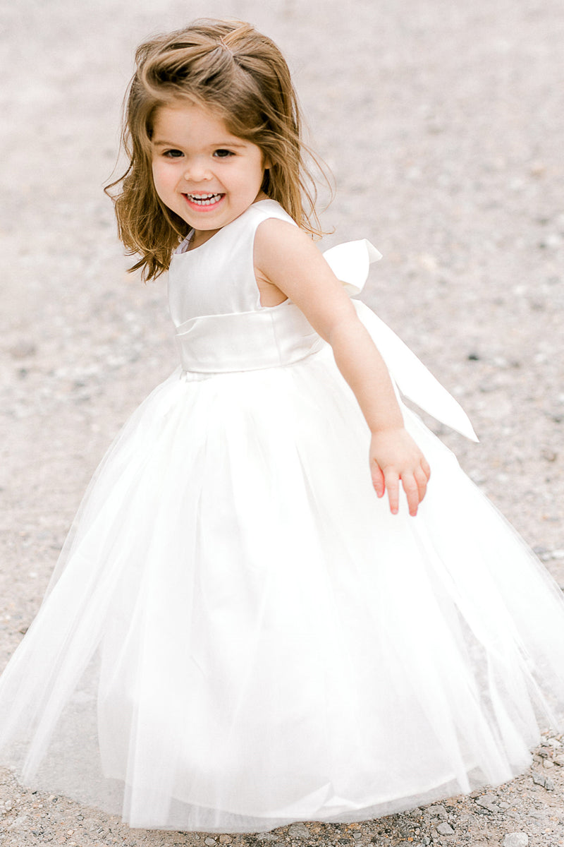 Toddler Ivory Flower Girl Dress with Bow Knot