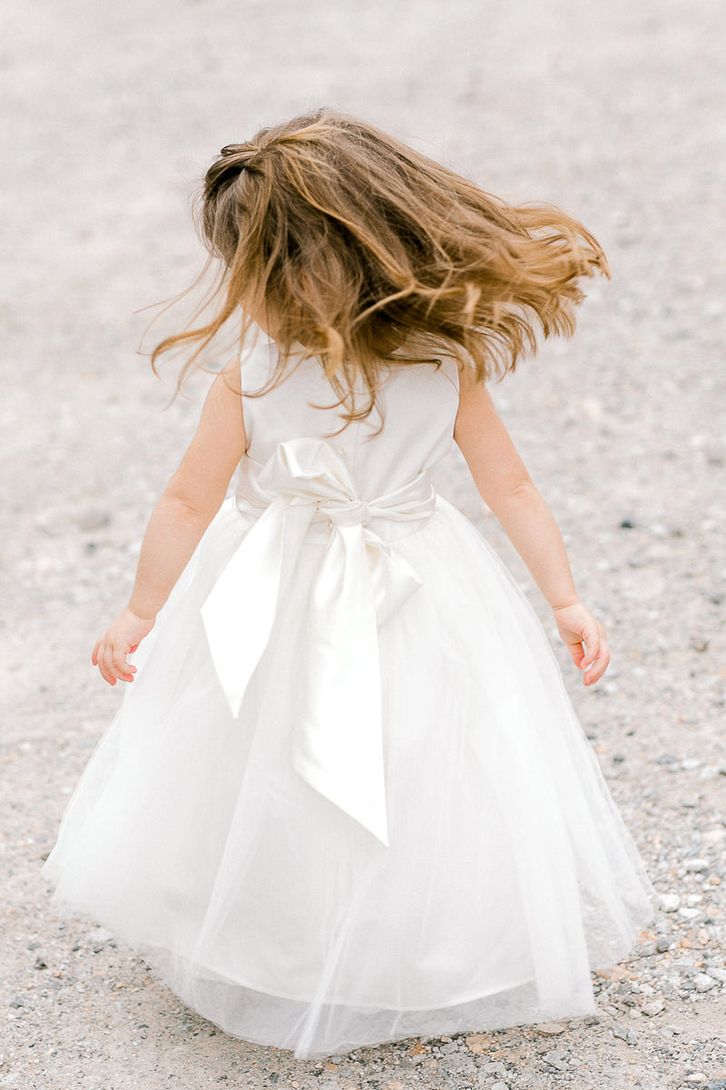 Toddler Ivory Flower Girl Dress with Bow Knot