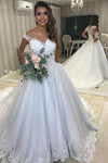 Princess Long A-line White Wedding Dress with Lace