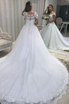 Princess Long A-line White Wedding Dress with Lace