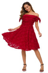 Elegant Off the Shoulder Red Short Party Dress with Tassel