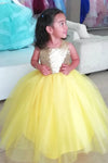 Cute A-line Yellow Flower Girl Dress with Bowknot