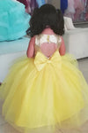 Cute A-line Yellow Flower Girl Dress with Bowknot