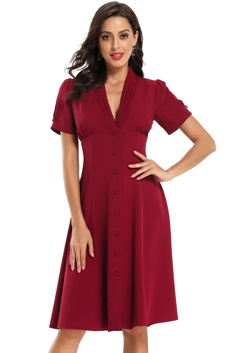 A-Line V-Neck Navy Blue Short Party Dress