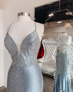 Stunning Mermaid Silver Long Prom Dress