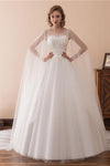 Tulle Vintage Wedding Dress with Cape Clock