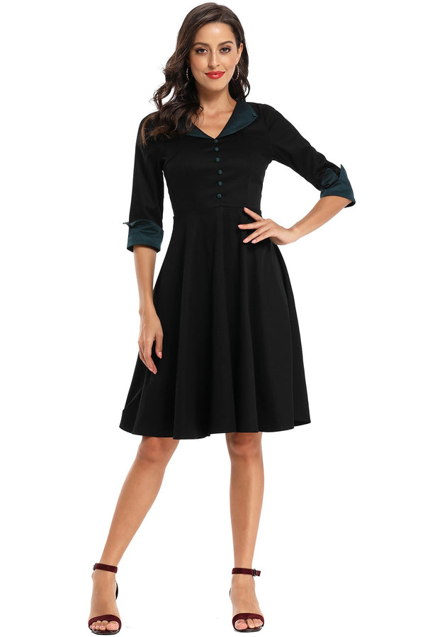 Elegant Black Half Sleeves Short Party Dress
