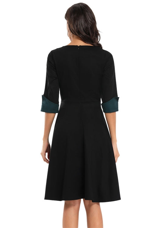 Elegant Black Half Sleeves Short Party Dress