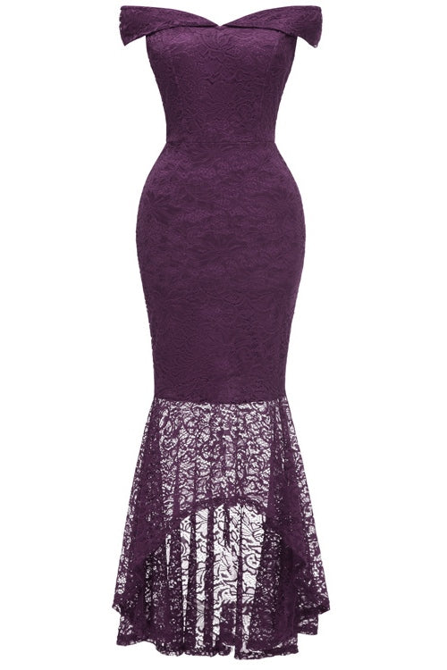 Mermaid Off the Shoulder Grape Long Party Dress