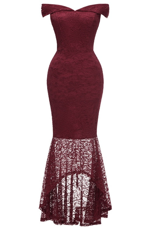 Mermaid Off the Shoulder Grape Long Party Dress