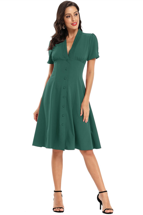 A-Line V-Neck Navy Blue Short Party Dress