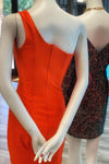 Simple One Shoulder Orange Short Homecoming Dress