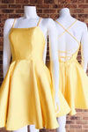 Spaghetti Straps Criss Cross Daffodil Homecoming Dress
