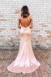 Elegant Halter Pearl Pink Long Mermaid Prom Dress