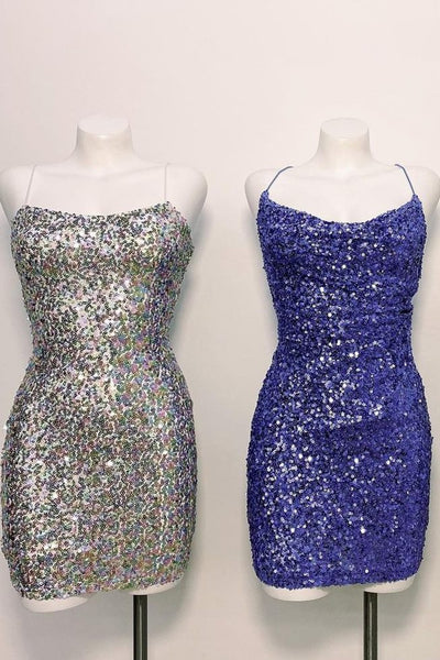 Sparkle Sheath Short Sequins Homecoming Dress