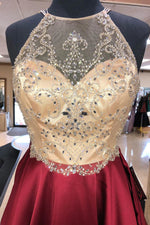 Criss Cross Beading Burgundy Homecoming Dress