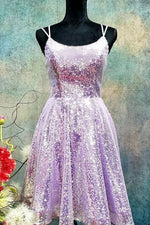 Cute Lavender Sequins A-Line Short Party Dress