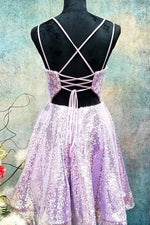 Cute Lavender Sequins A-Line Short Party Dress