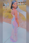 Elegant Sweetheart Sequined Long Prom Dress with Slit