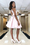 Two Piece Lace Top Pink Homecoming Dress with Beading