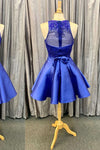Cute Royal Blue Beaded Short Homecoming Dress