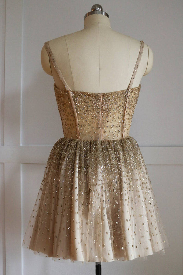 A-Line Spagehtti Straps Pink Short Homecoming Dress