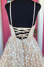 A-line Ivory Long Prom Dress with Lace Up Back
