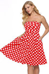 Strapless Dot Print Knee Length party Dress