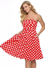 Strapless Dot Print Knee Length party Dress