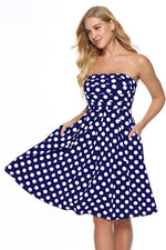 Strapless Dot Print Knee Length party Dress