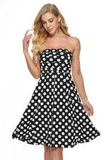 Strapless Dot Print Knee Length party Dress