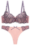 Red Lace and Blue Lingerie Set