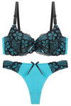 Red Lace and Blue Lingerie Set