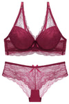 Dark Red Lace Lingerie Set